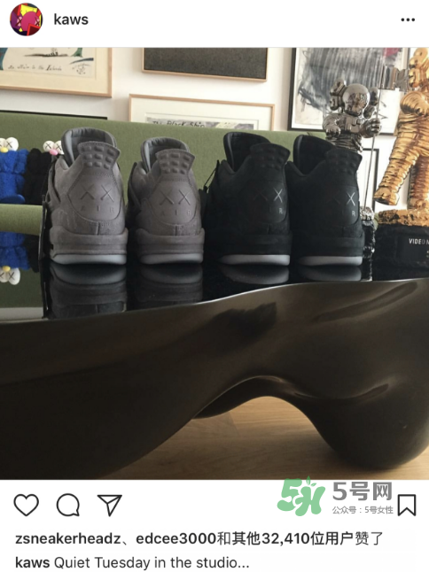 kaws與air jordan 4聯名黑色版本多少錢？aj4純黑限定發售價格