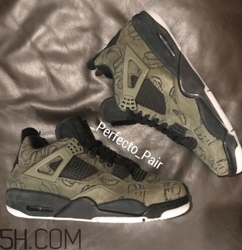 kaws與air jordan 4聯名橄欖綠版本實物什么樣？